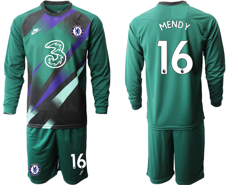 Men 2021 Chelsea Dark green long sleeve goalkeeper #16 soccer jerseys